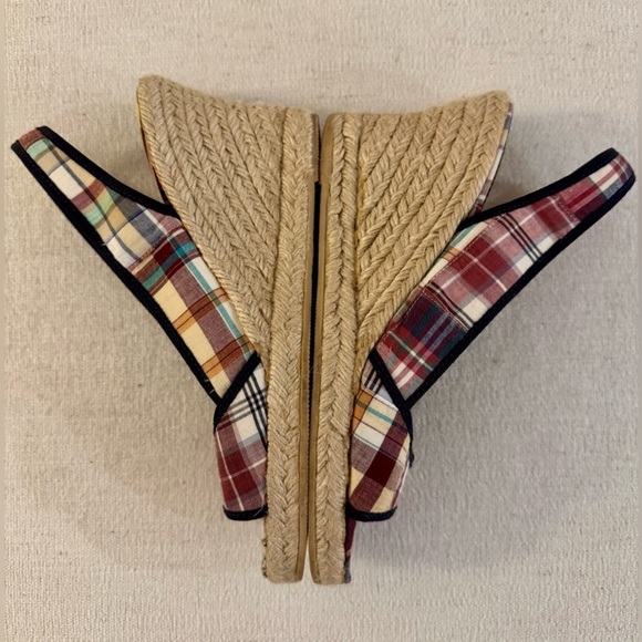 J CREW Womens Madras Plaid High Heel Slingback Espadrilles, Size 6 - Picture 3 of 10